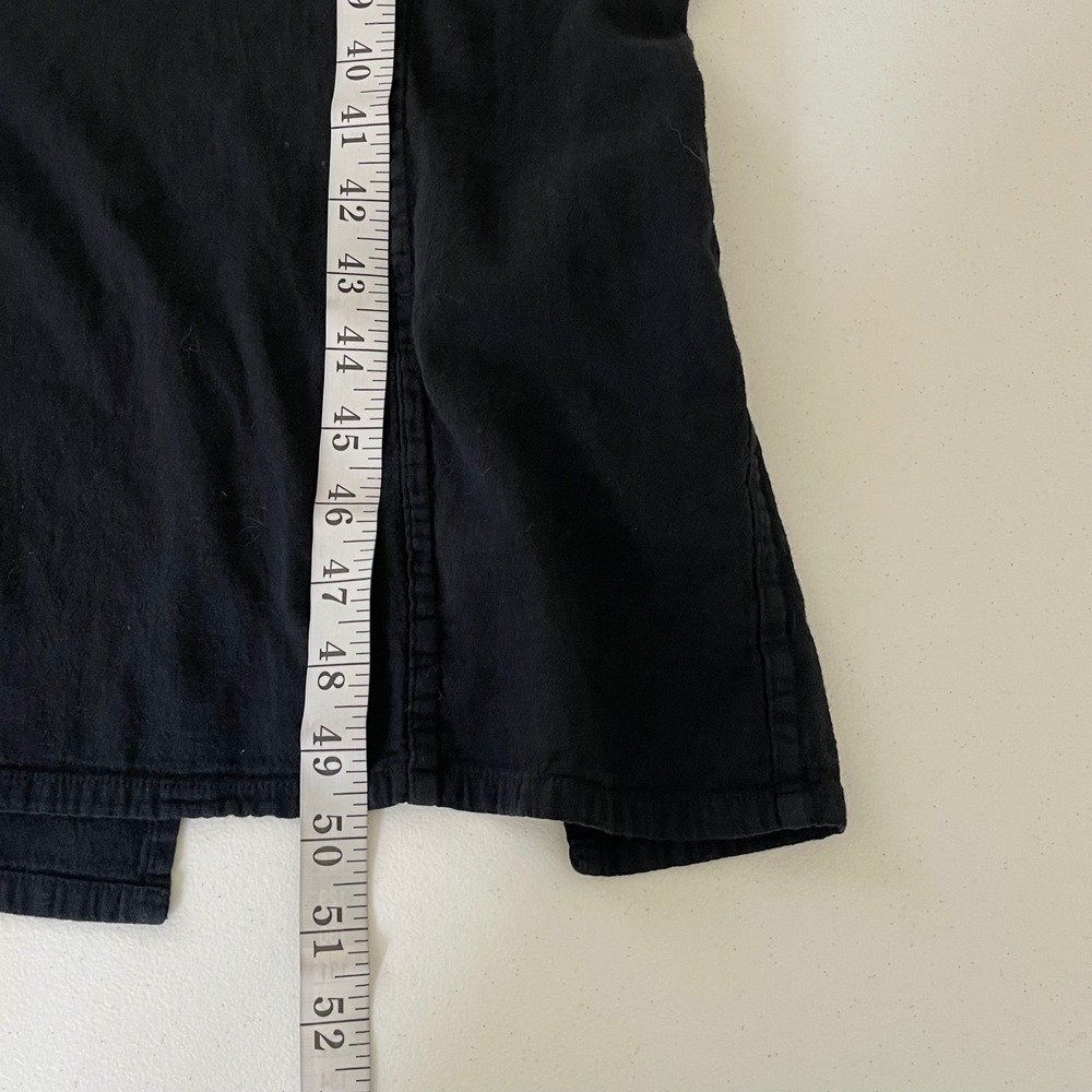 Vintage El Huarache Button Front Maxi Dress Womens L Black Cotton Boho Pockets - Picture 10 of 10